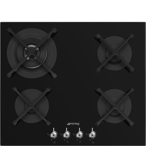 Smeg PV364N 60cm Wide 4 Burner Gas On Glass Hob - Black