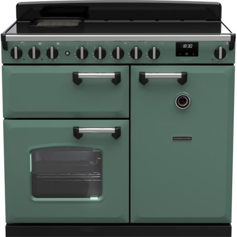 Rangemaster CLDL100EIPMGR/CM1 Classic Deluxe 100cm Induction Range Cooker Mineral Green/Chrome