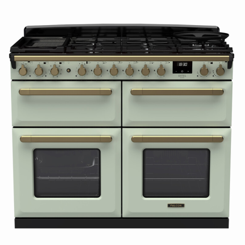 Rangemaster ESDLB110DFPMNT/AB1 110cm Dual Fuel Range Cooker BC Mint /Antique Brass A-Rated