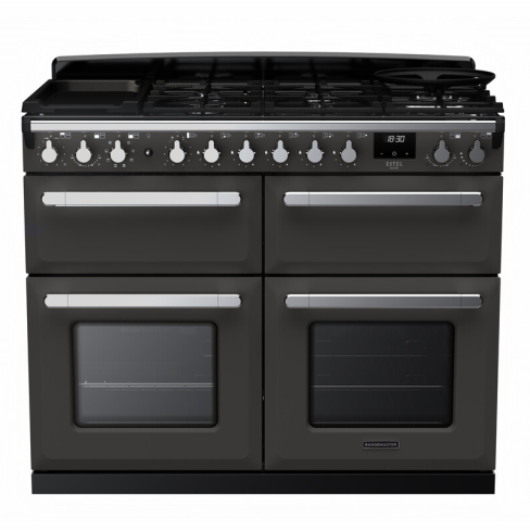 Rangemaster ESDLB110DFPSLT/CM1 110cm Dual Fuel Range Cooker BC Slate /Chrome A-Rated