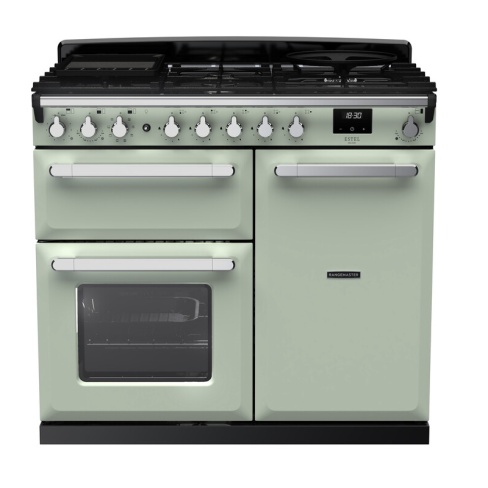 Rangemaster ESDL100DFPMNT/CM1 100cm Wide Dual Fuel Range Cooker - Mint / Chrome - A Rated