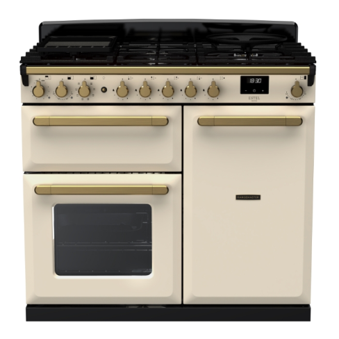 Rangemaster ESDL100DFPPCR/AB1 100cm Wide Dual Fuel Range Cooker - Pale Cream / Antique Brass - A Rated