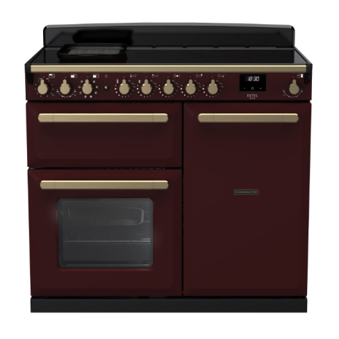 Rangemaster ESDL100EIPBOR/AB1 100cm Induction Range Cooker –Bordeaux / Antique Brass - A Rated