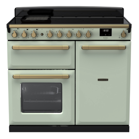 Rangemaster ESDL100EIPMNT/AB1 100cm Wide Induction Range Cooker - Mint / Antique Brass - A Rated