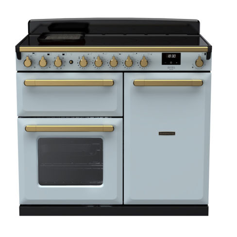 Rangemaster ESDL100EIPMSB/AB1 100cm Wide Induction Range Cooker - Misty Blue / Antique Brass - A Rated