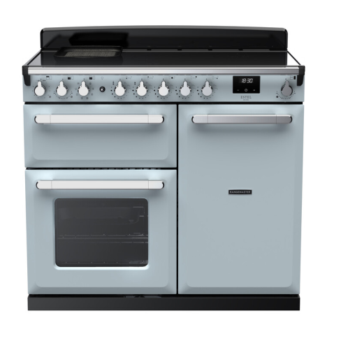Rangemaster ESDL100EIPMSB/CM1 100cm Wide Induction Range Cooker - Misty Blue /Chrome - A Rated