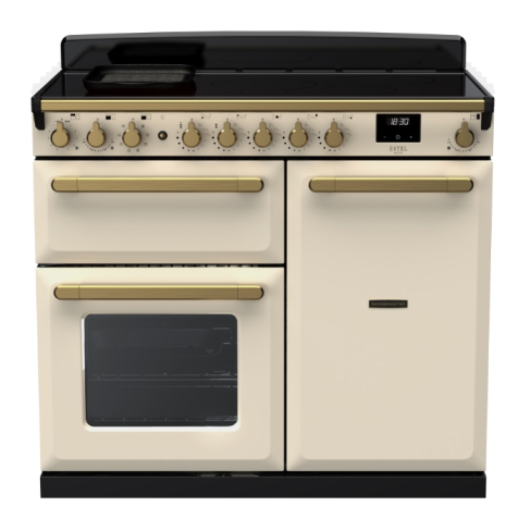 Rangemaster ESDL100EIPPCR/AB1 100cm Wide Induction Range Cooker - Pale Cream / Antique Brass - A Rated