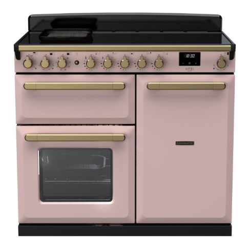 Rangemaster ESDL100EIPPPK/AB1 100cm Wide Induction Range Cooker - Pale Pink / Antique Brass - A Rated