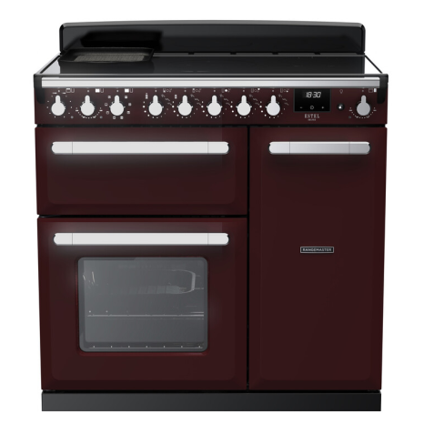 Rangemaster ESDL90EIPBOR/CM1 90cm Induction Range Cooker –Bordeaux / Chrome -A Rated