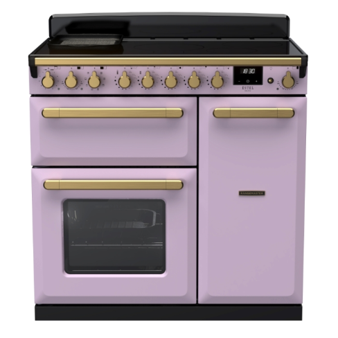 Rangemaster ESDL90EIPHTH/AB1 90cm Wide Induction Range Cooker - Heather / Antique Brass - A Rated