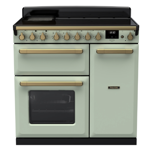 Rangemaster ESDL90EIPMNT/AB1 90cm Wide Induction Range Cooker - Mint / Antique Brass - A Rated