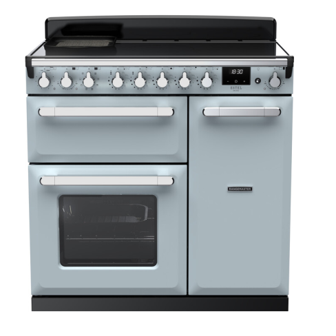 Rangemaster ESDL90EIPMSB/CM1 90cm Wide Induction Range Cooker - Misty Blue /Chrome - A Rated