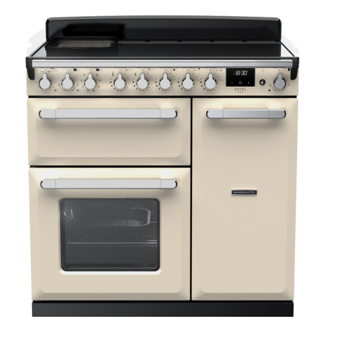 Rangemaster ESDL90EIPPCR/CM1 90cm Wide Induction Range Cooker - Pale Cream /Chrome - A Rated
