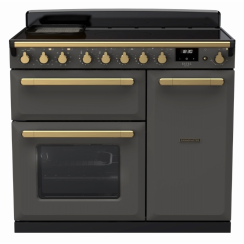 Rangemaster ESDL90EIPSLT/AB1 90cm Wide Induction Range Cooker - Slate / Antique Brass - A Rated