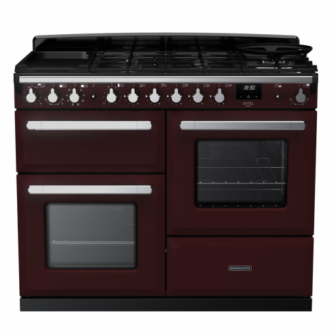 Rangemaster ESDLO110DFPBOR/CM1 110cm Dual Fuel Range Cooker OC Bordeaux /Chrome A-Rated