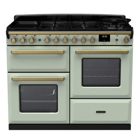 Rangemaster ESDLO110DFPMNT/AB1 110cm Dual Fuel Range Cooker OC Mint /Antique Brass A-Rated