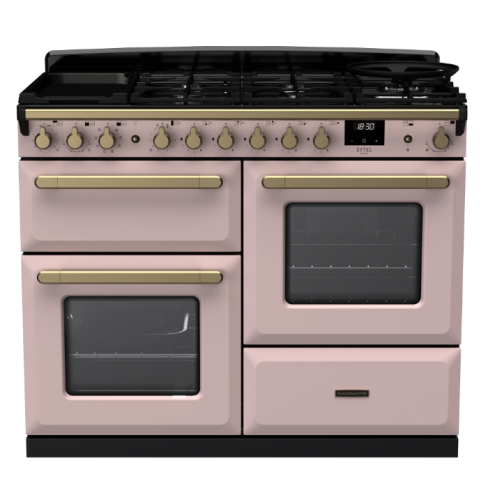 Rangemaster ESDLO110DFPPPK/AB1 110cm Dual Fuel Range Cooker OC Pale Pink /Antique Brass A-Rated