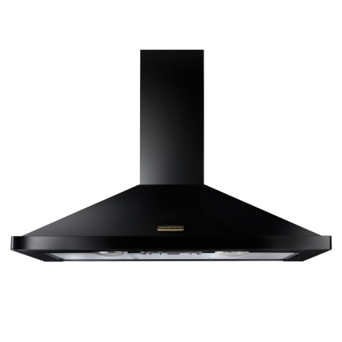 Rangemaster RHDC90BL/B 90Cm  Chimney Hood Black  - Brass Badge