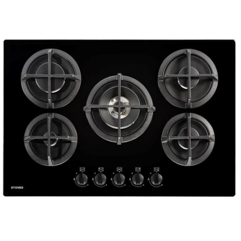 Stoves ST GTG75C BLK 75cm built-in gas through glass hob offers 5 gas burners