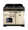 Rangemaster CDL100DFFCR/B Classic Deluxe 100cm Wide Dual Fuel Freestanding Range Cooker In Cream  Brass Trim
