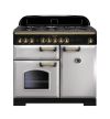 Rangemaster CDL100DFFRP/B Classic Deluxe 100 Dual Fuel Range Cooker Royal Pearl with Brass trim A Rated