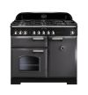Rangemaster CDL100DFFSL/C Classic Deluxe 100 Dual Fuel Range Cooker Slate with Chrome trim A Rated