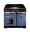 Rangemaster CDL100DFFSB/B 100cm Dual Fuel Range Cooker Stone - Blue Brass, A Rated