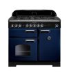 Rangemaster CDL100DFFRB/C Classic Deluxe 100 Dual Fuel Range Cooker Regal Blue with Chrome trim A Rated