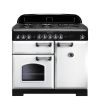 Rangemaster CDL100DFFWH/C Classic Deluxe 100 Dual Fuel Range Cooker White with Chrome trim A Rated