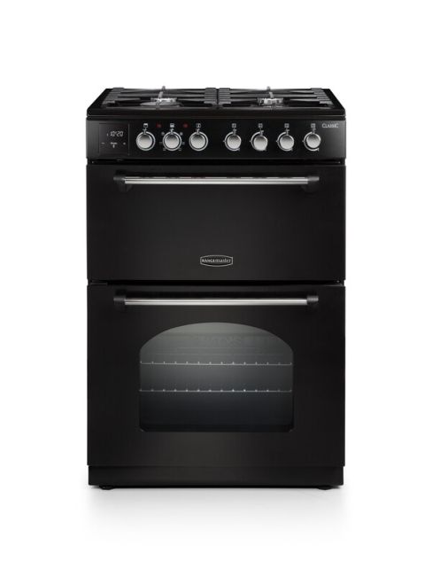 Rangemaster CLA60DFFBL/C Classic Freestanding 60cm Dual Fuel Cooker in Black and Chrome A Rated