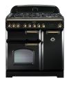 Rangemaster CDL90DFFBL/B Classic Deluxe 90Cm Dual Fuel Range Cooker Black Brass A Rated