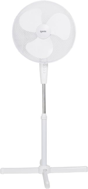 igenix DF1655 Pedestal Fan – 16” Oscillating Stand Fan With Quiet Operation, 3-Speed Settings,– White