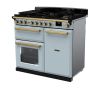 Rangemaster ESDL100DFPMSB/AB1 100cm Wide Dual Fuel Range Cooker - Misty Blue / Antique Brass - A Rated