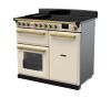 Rangemaster ESDL100EIPPCR/AB1 100cm Wide Induction Range Cooker - Pale Cream / Antique Brass - A Rated