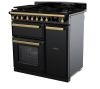 Rangemaster ESDL90DFPGBL/AB1 90cm Wide Dual Fuel Range Cooker - Gloss Black / Antique Brass - A Rated
