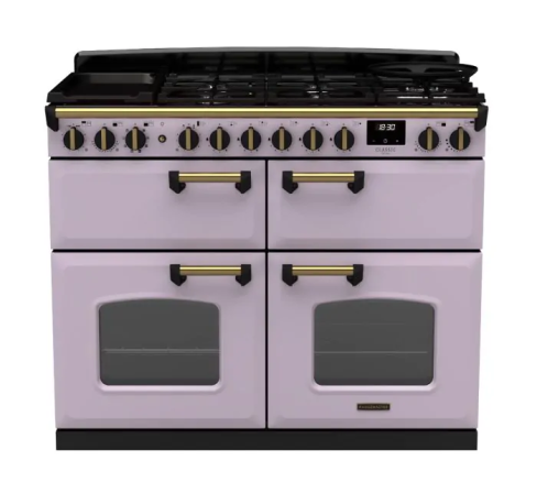 Rangemaster CLDLB110DFPHTH/AB1 Classic Deluxe BC 110 DF Dual Fuel Range Cooker Heather Antique Brass