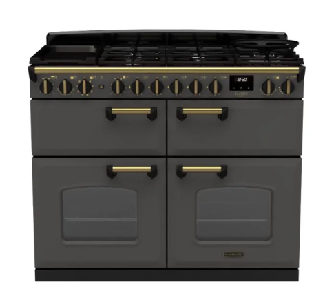 Rangemaster CLDLB110DFPSLT/AB1 Classic Deluxe BC 110 DF Dual Fuel Range Cooker Slate Antique Brass