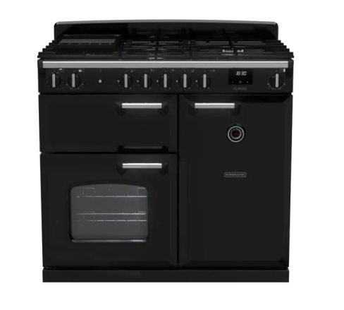 Rangemaster CL100DFPGBL/CM1 Classic 100 DF Dual Fuel Range Cooker Gloss Black Chrome