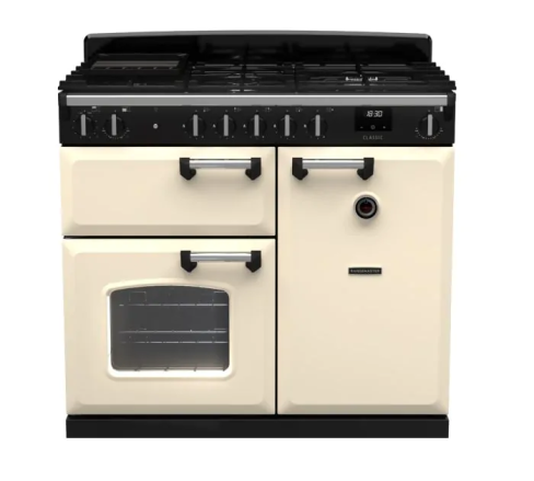 Rangemaster CL100DFPPCR/CM1 Classic 100 DF  Dual Fuel Range Cooker Pale Cream Chrome