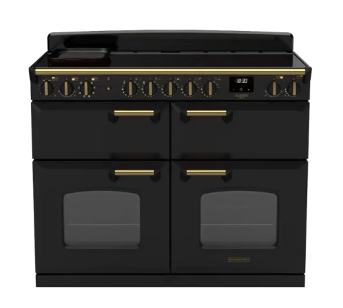 Rangemaster CLDLB110EIPCBL/AB1 Classic Deluxe 110cm BC Induction Range Cooker Charcoal Black/Antique Brass