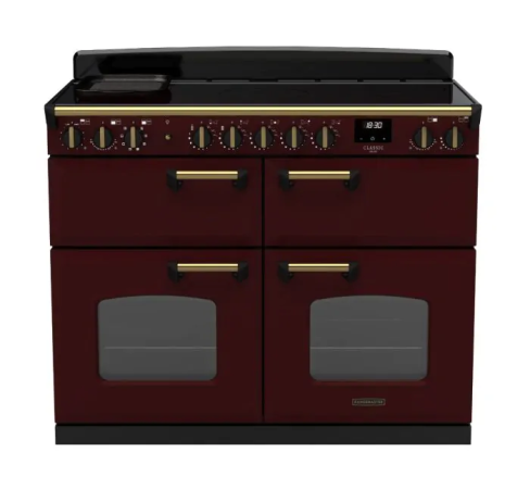 Rangemaster CLDLB110EIPBOR/AB1 Classic Deluxe 110cm BC Induction Range Cooker Bordeaux/Antique Brass
