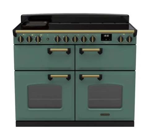 Rangemaster CLDLB110EIPMGR/AB1 Classic Deluxe 110cm BC Induction Range Cooker Mineral Green/Antique Brass