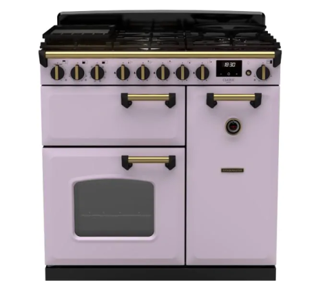 Rangemaster CLDL90DFPHTH/AB1 Classic Deluxe  90 DF  Dual Fuel Range Cooker Heather Antique Brass