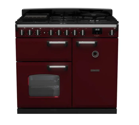 Rangemaster CLDL100DFPBOR/CM1 Classic Deluxe  100 DF Dual Fuel Range Cooker Bordeaux Chrome