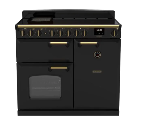 Rangemaster CLDL100EIPCBL/AB1 Classic Deluxe 100cm Induction Range Cooker Charcoal Black/Antique Brass