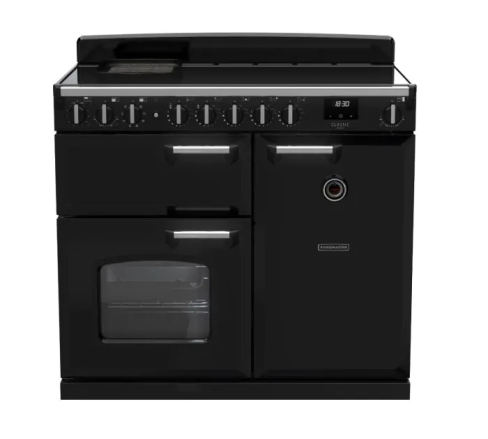 Rangemaster CLDL100EIPGBL/CM1 Classic Deluxe 100cm Induction Range Cooker Black/Chrome