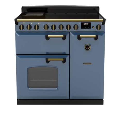 Rangemaster CLDL90EIPSTB/AB1 Classic Deluxe 90cm Induction Range Cooker Stone Blue/Antique Brass