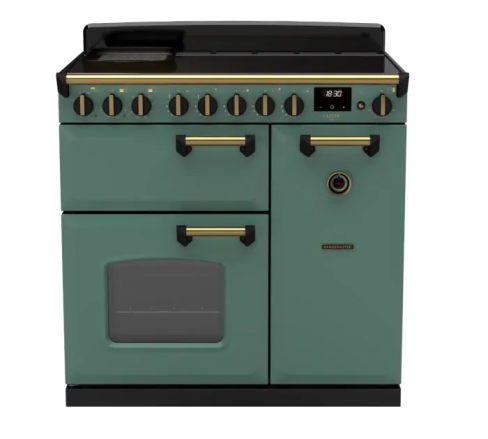 Rangemaster CLDL90EIPMGR/AB1 Classic Deluxe 90cm Induction Range Cooker Mineral Green/Antique Brass