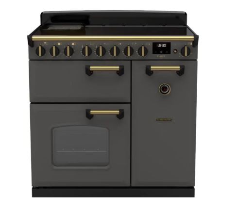 Rangemaster CLDL90EIPSLT/AB1 Classic Deluxe 90cm Induction Range Cooker Slate/Antique Brass