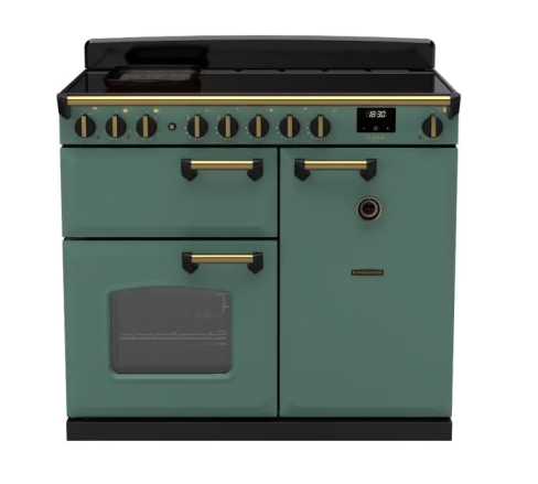Rangemaster CLDL100EIPMGR/AB1 Classic Deluxe 100cm Induction Range Cooker Mineral Green/Antique Brass